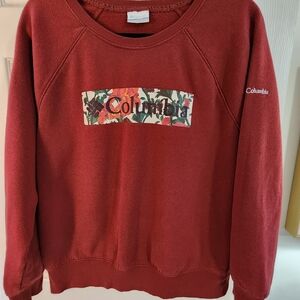 Columbia Burgundy Sweatshirt with Floral Logo. M OR LARGE FIT